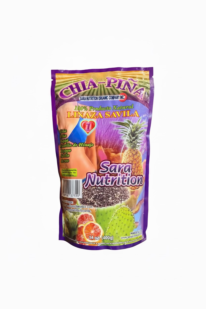 Chia Piña - 100% Producto Natural "Linaza Savila Sara Nutrition" 14OZ