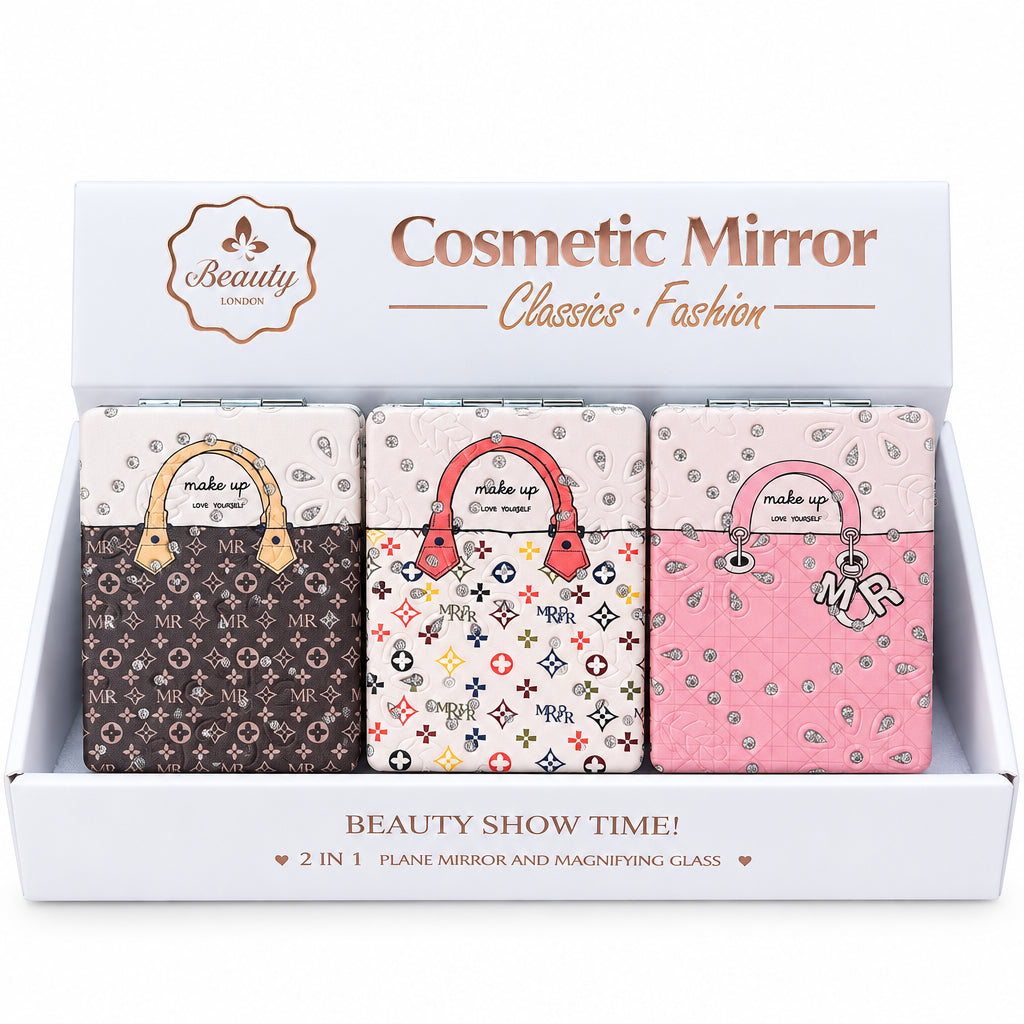 KMT-17407 2 IN 1 Plane Mirror And Magnifying Glass "Design Bag"  (12PCS)