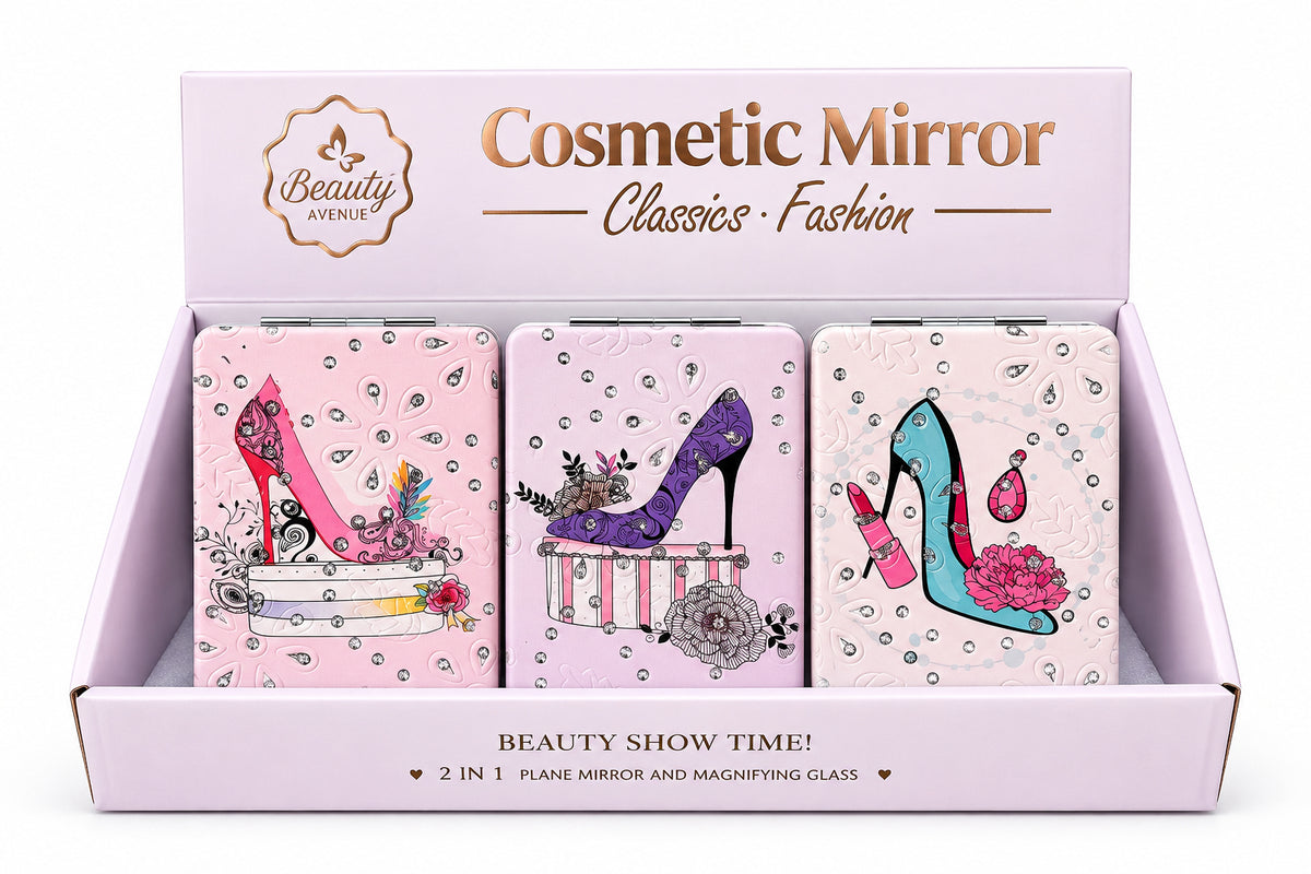 KMR-17408 2 IN 1 Plane Mirror And Magnifying Glass "HEELS" (12PCS)