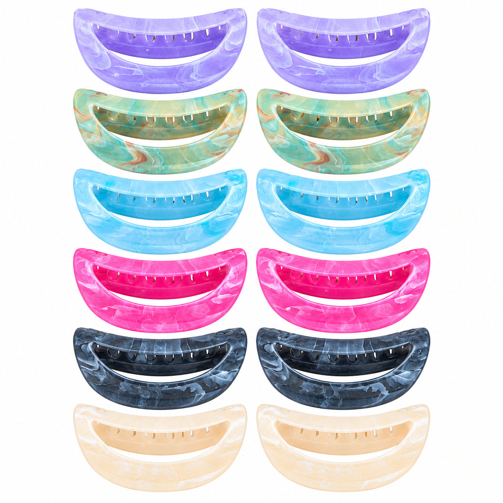 KCL-17251 Pinzas de Garra Tipo Media Luna con Efecto Mármol (12PCS)
