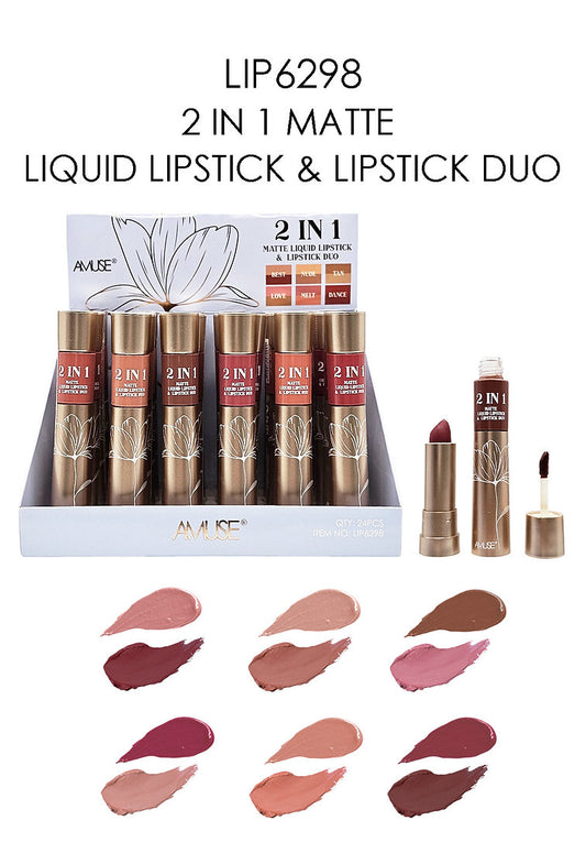 LIP6298 2 In 1 Matte Liquid Lipstick and Lipstick Duo Display