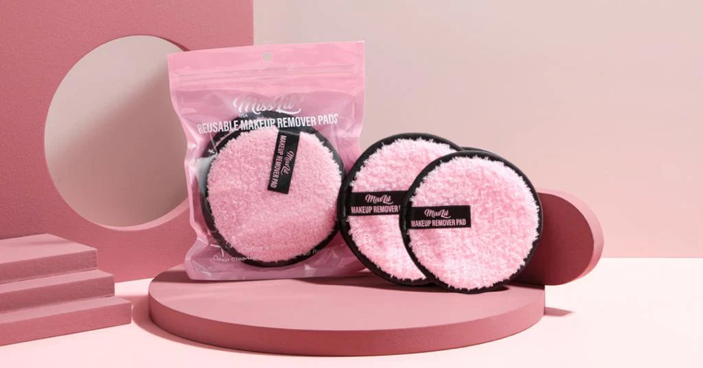 Miss Lil Makeup Remover Pad 3pc Set - Black Round & Pink Ring