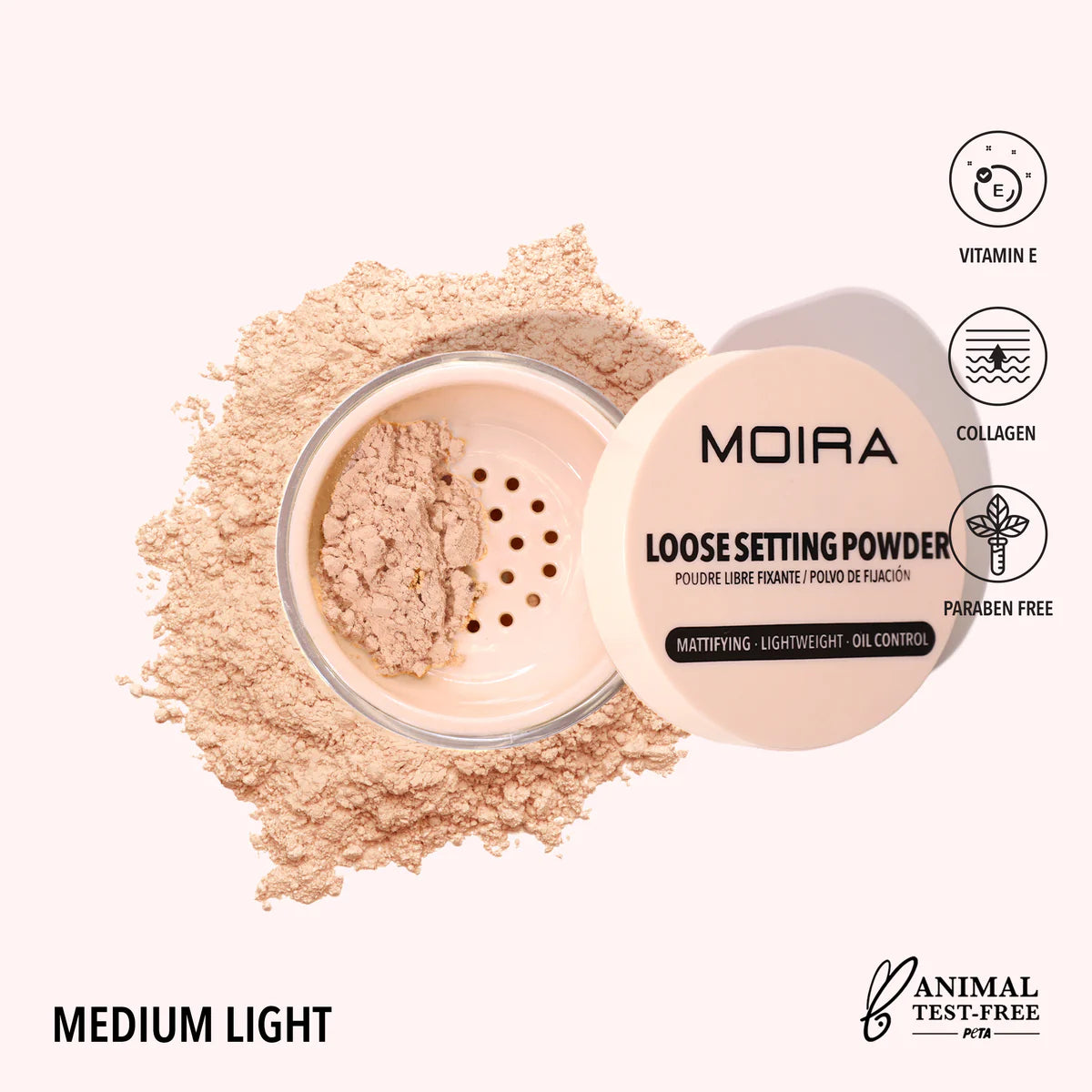 Moira Loose Setting Powder (LSP005, Medium light) 3PCS SET