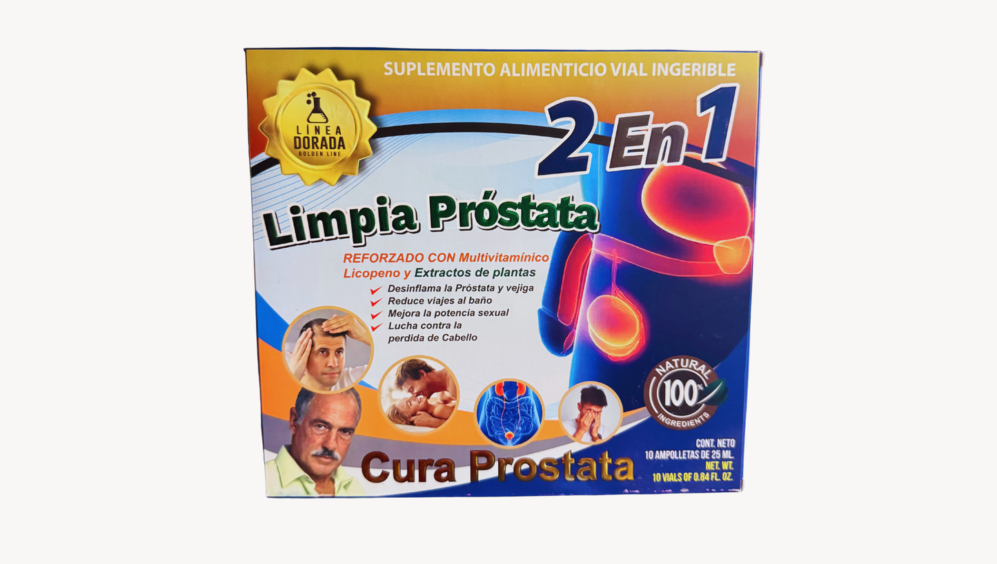 Suplemento Alimenticio Ampolletas "limpia Prostata 2 En 1" 25Ml