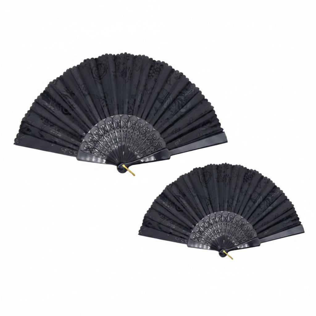 KFN-17197 - Abanico Negro De Encage. (12PC)