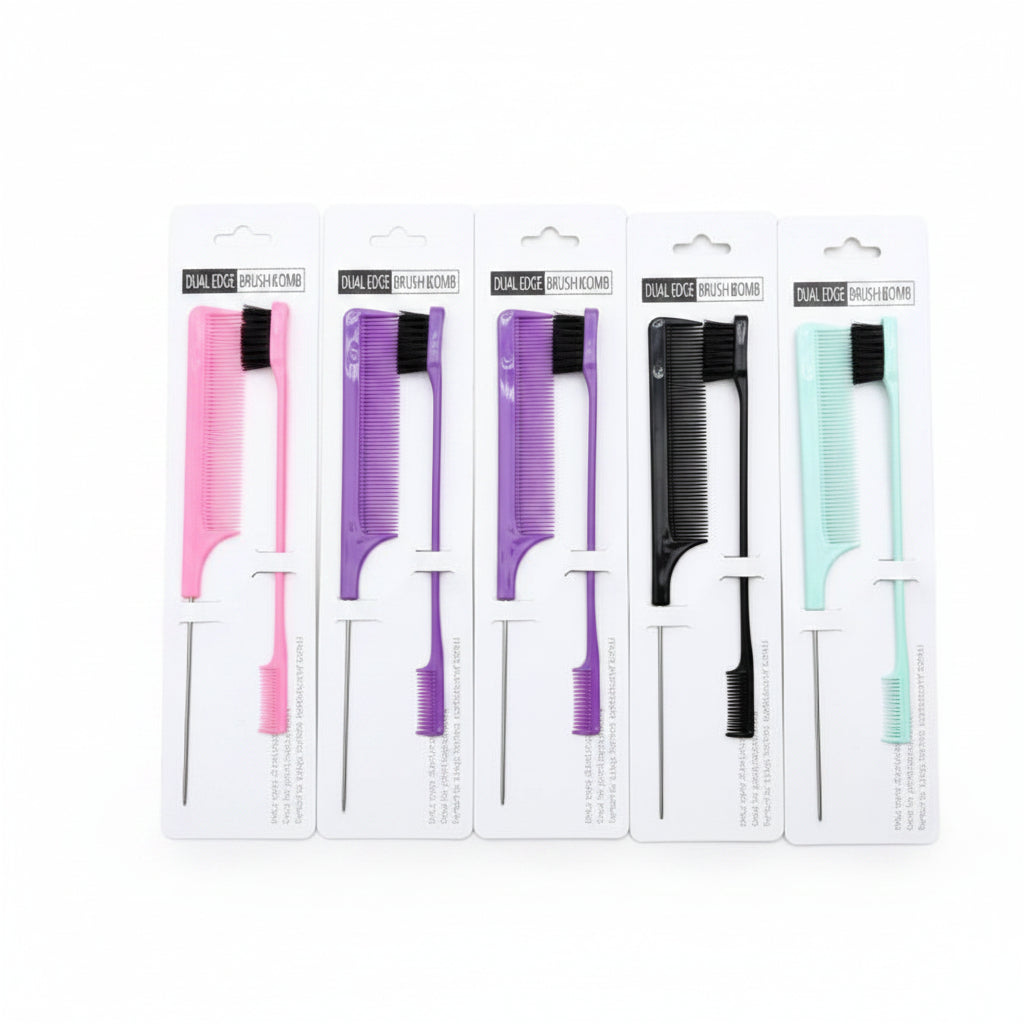 KCM-11677  dual edge brush and tail comb sets for styling (12PCS)
