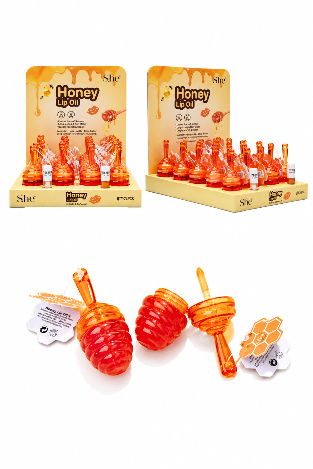 L01088 S.HE Makeup Honey Lip oil Display (24PCS)