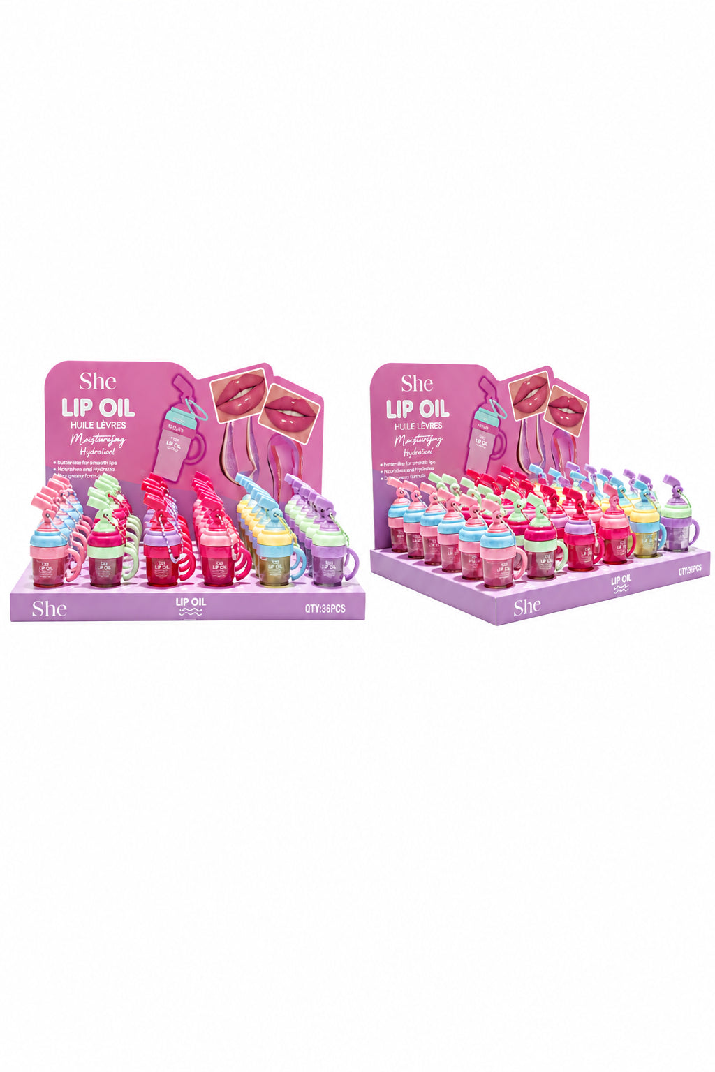 LO1098 S.HE Makeup Shimmer Lip Oil Tumbler Display (36PCS)
