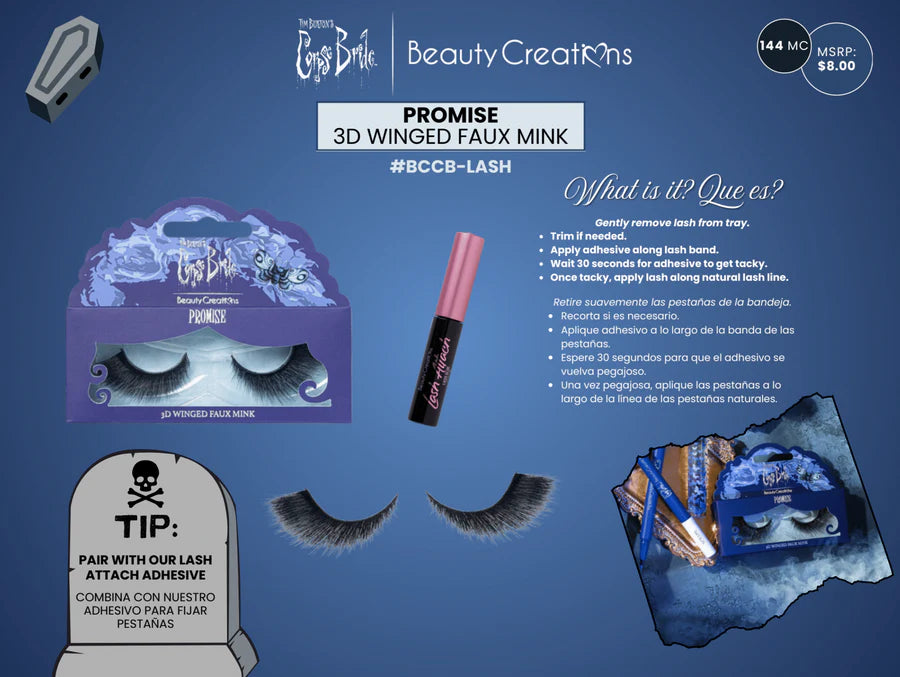 BCCB-LASH Beauty Creations x Tim Burton's Corpse Bride "Promise" 3D Winged Faux Mink Lashes