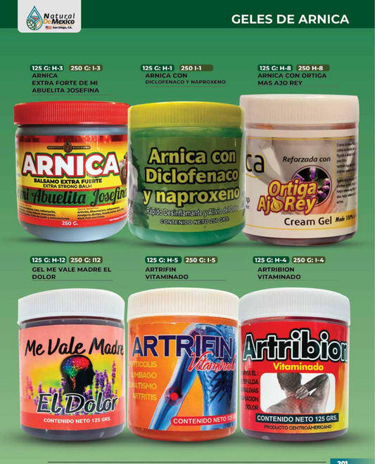 Geles de Arnica Contra el Dolor 250g/8.81oz