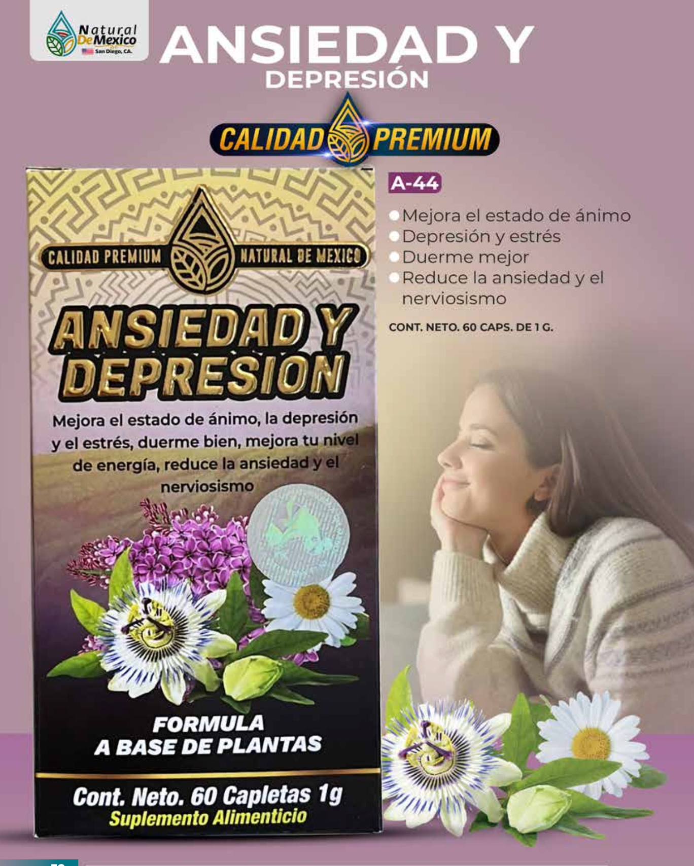 A-44 Ansiedad Y Depressión Cont. 60 Capletas