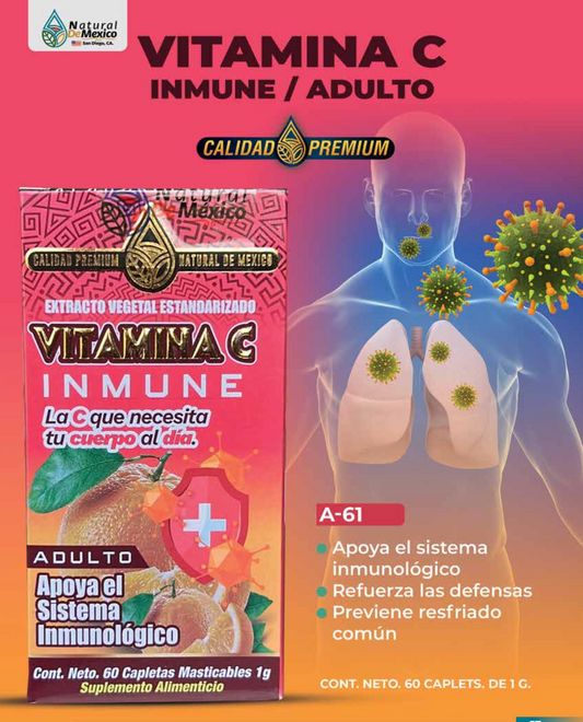 A-61 Vitamina C Immune Cont. 60 Capletas Masticables