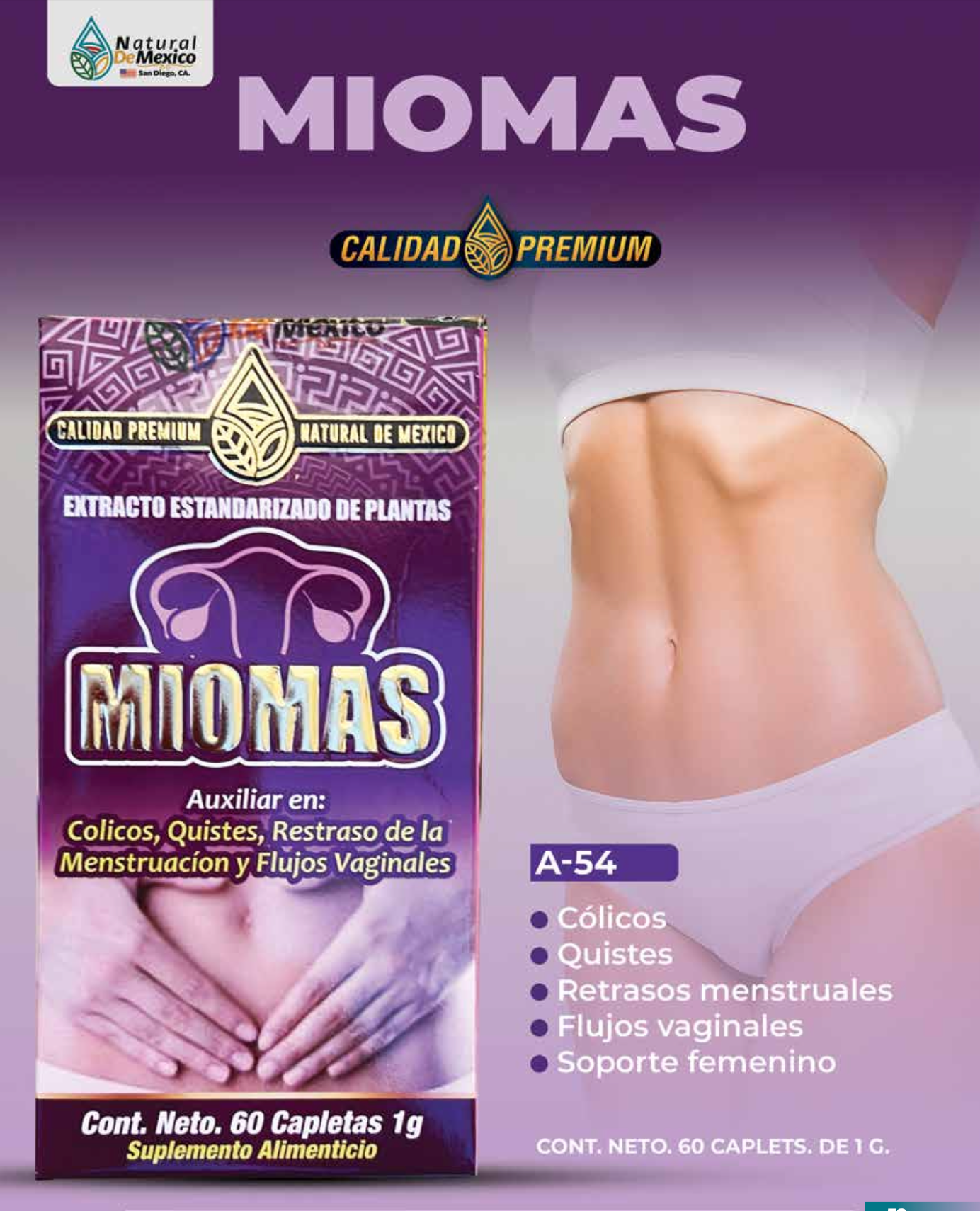 A-54 Miomas para Cólicos Y Quistes Cont. 60 Capletas