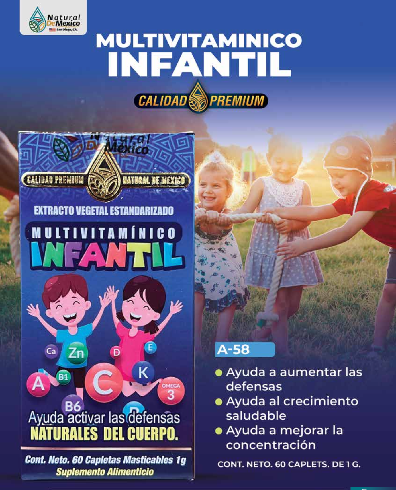 A-58 Multivitamínizado Infantil Cont. 60 Capletas Masticables