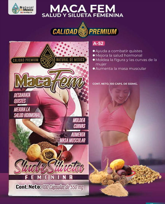 A-52 Maca Fem Salud  Y Silueta Femenina Cont. 100 Capletas