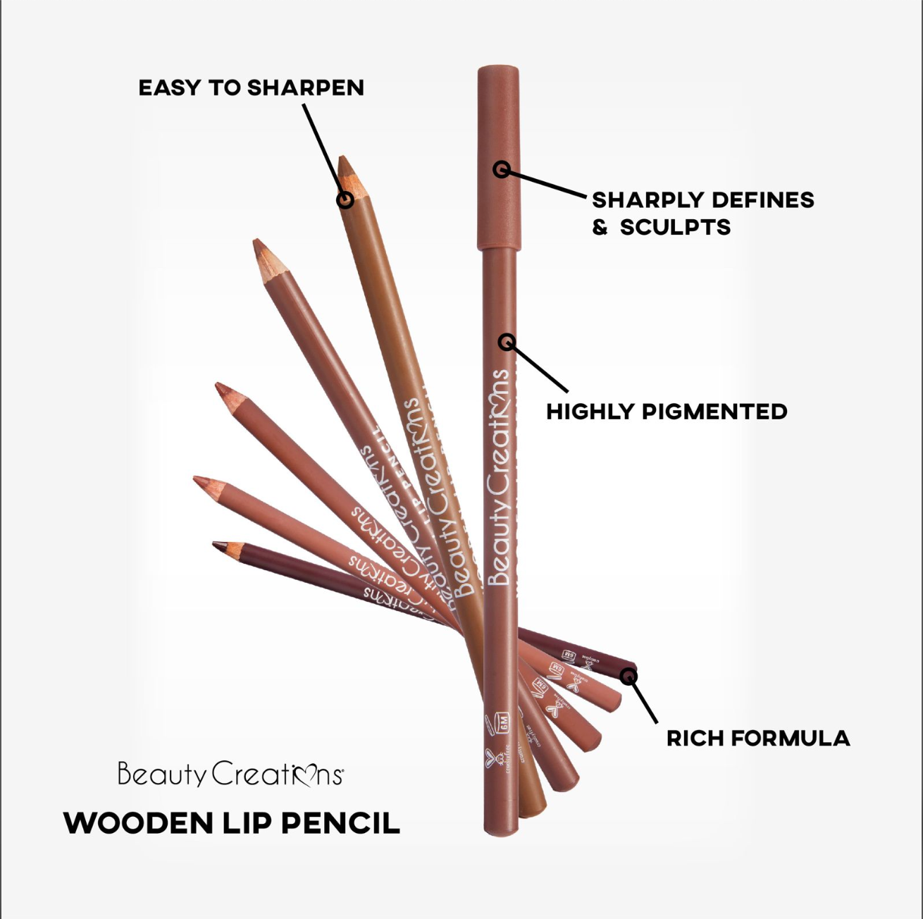 Beauty Creations Wooden Lip Pencil 12pc Set