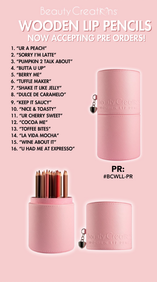 BCWLL-PR Beauty Creations Wooden Lip Pencils PR *Pre-Order*