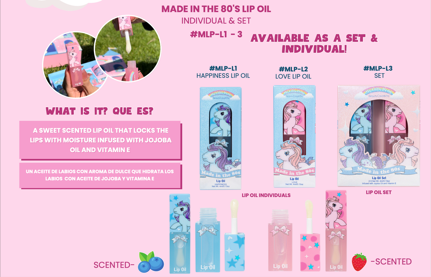 Beauty Creations x My Little Pony - Made in the 80's Lip Oil 3pc Set