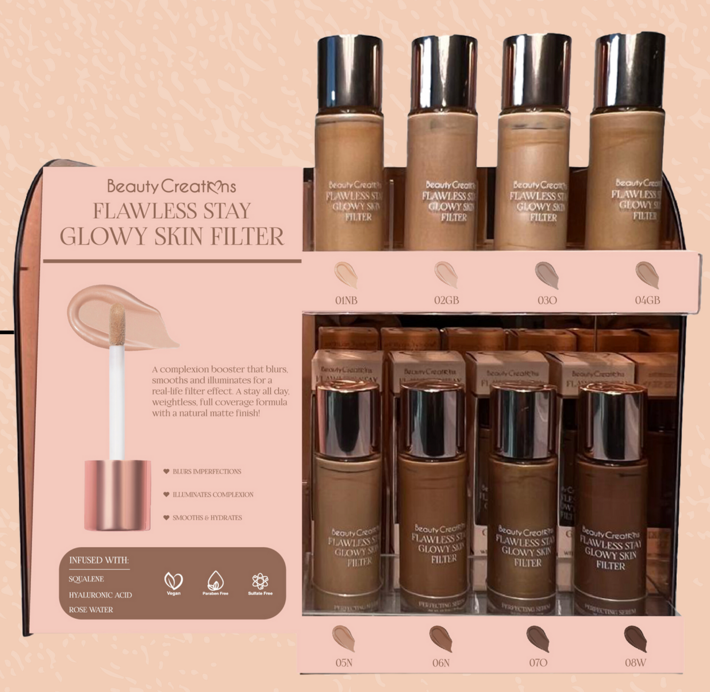 Beauty Creations Glowy Skin Filter Acrylic Display *Pre-Order*