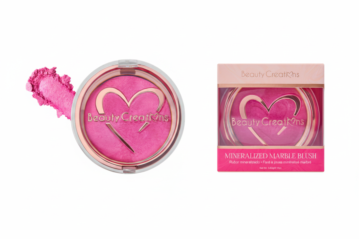 MMB-06 Beauty Creations "Pink A Tease" Mineralized Marble Blush (3PC SET)