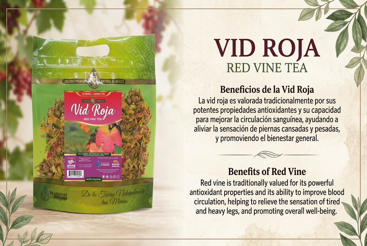 Vid Roja Té Herbal 113g - 4 oz /Red Vine Herbal Tea 113g - 4 oz