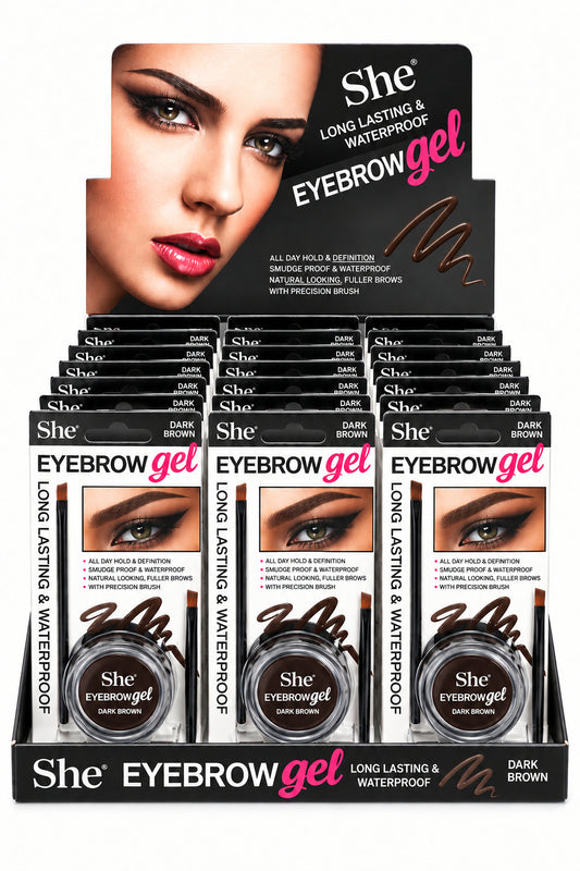 EG104DBR S.HE Makeup Eyebrow Gel W/ Brush  (Dark Brown ) 24PCS Display