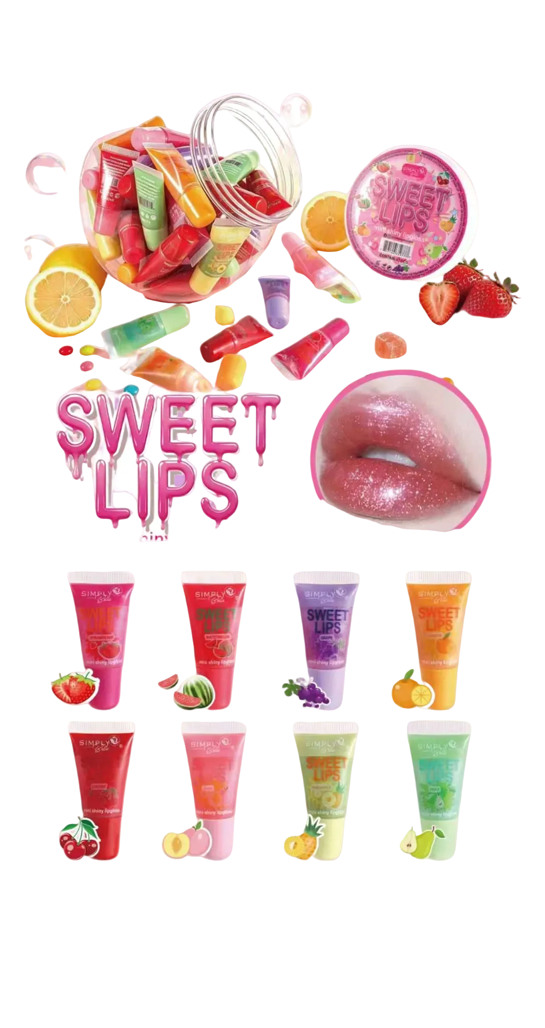 S135 Simply Bella Sweet Lips Mini Shiny Lipgloss Display (40PCS)