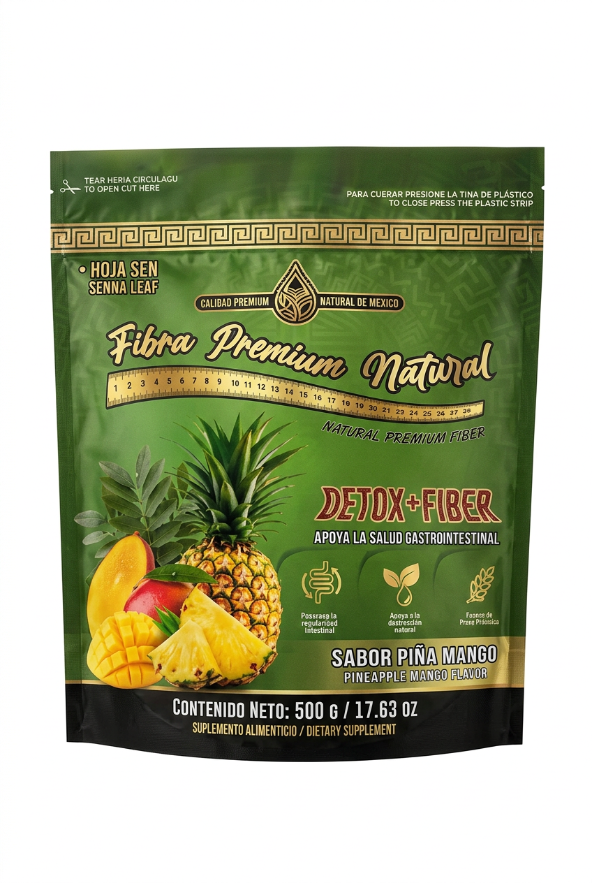 Fibra Premium Natural Detox + Fiber Sabor Piña/Mango 500G