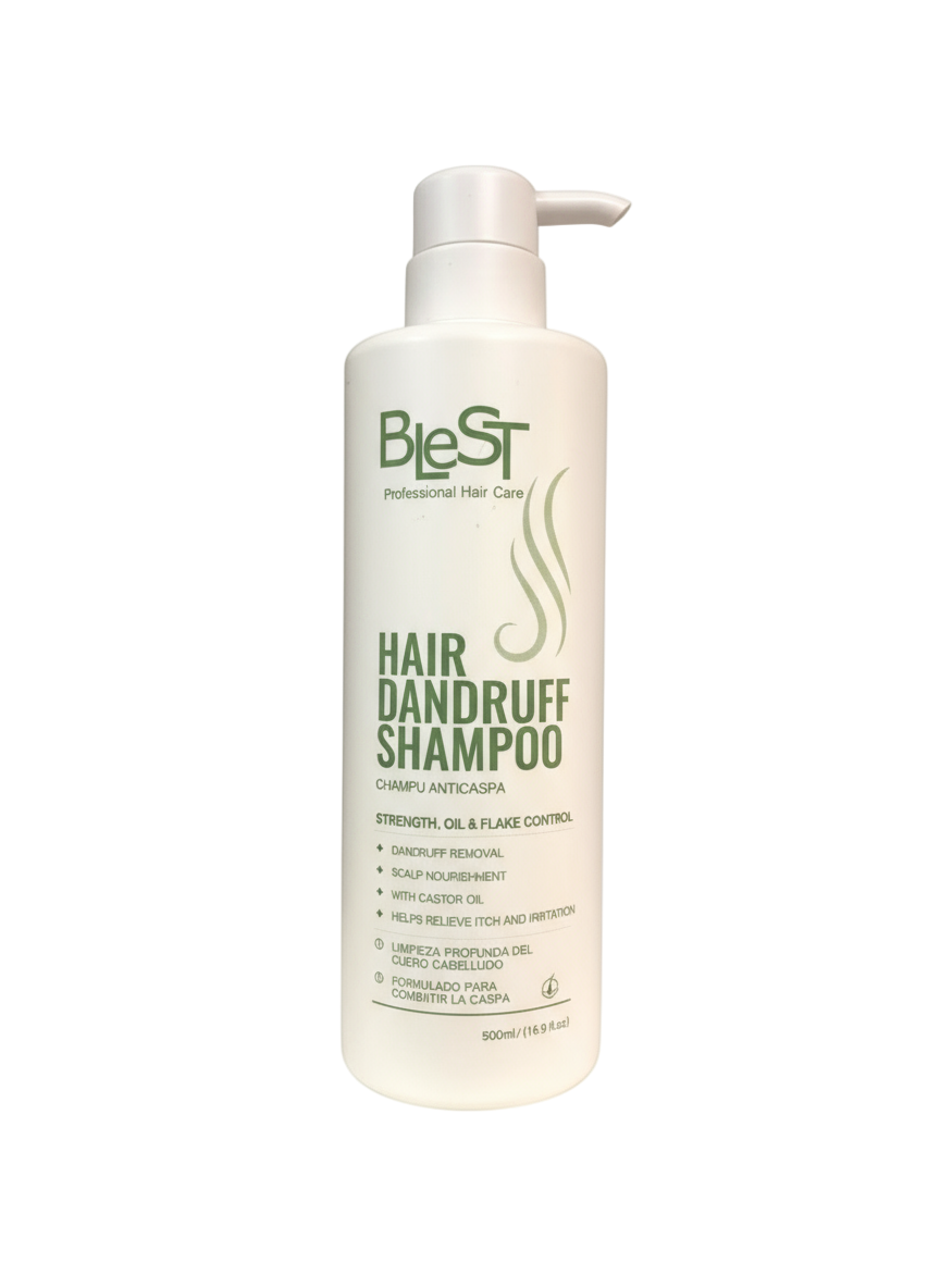 Blest Hair Dandruff Shampoo bottle on a white background