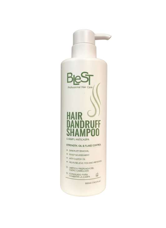 Blest Hair Dandruff Shampoo bottle on a white background