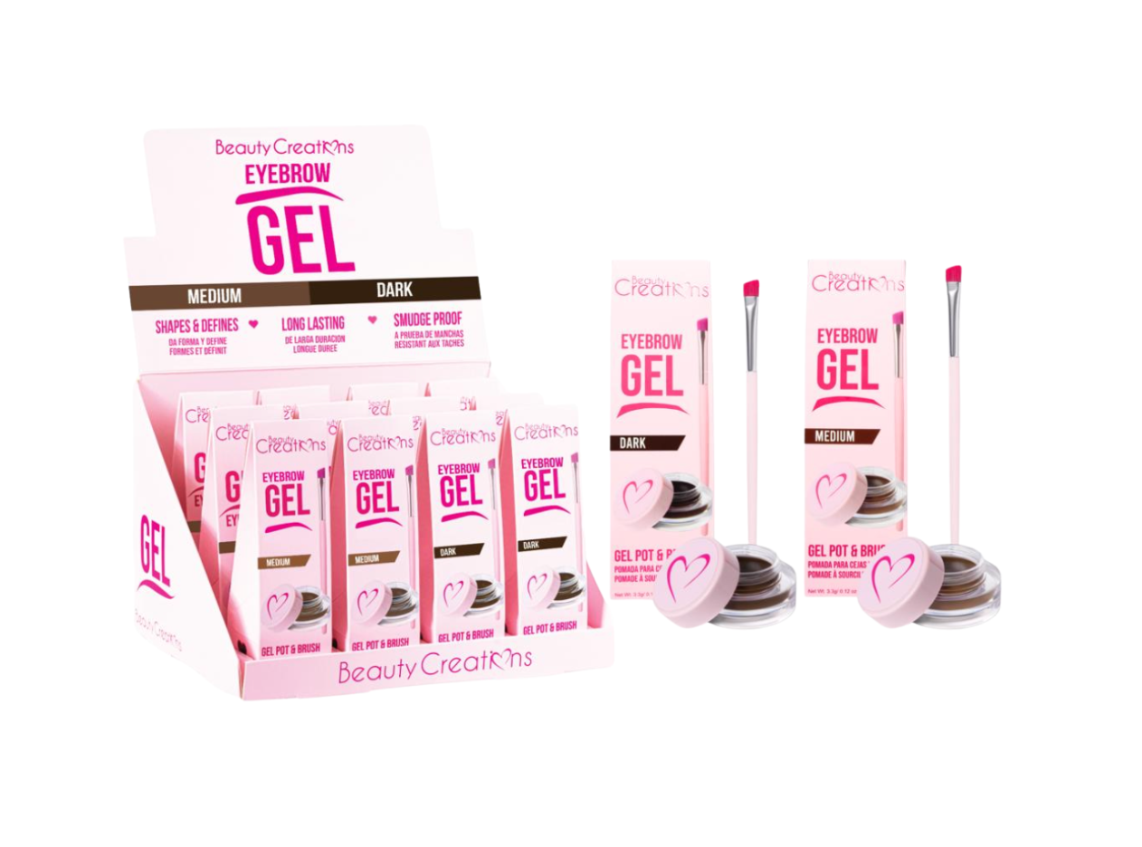 #EGD01  Beauty Creations  Eyebrow Gel Medium Brown & Black Display