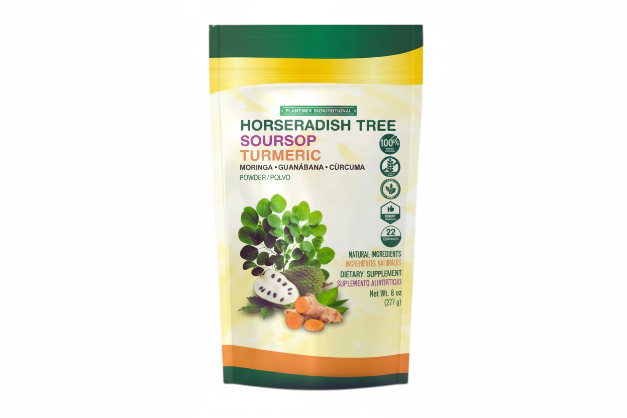 Suplemento Alimenticio Moringa, Guanabana Y Jengibre Polvo 8oz