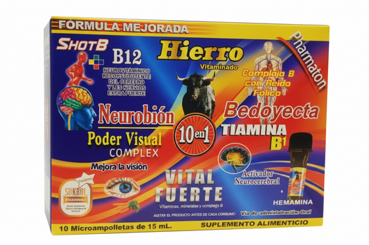 Ampolletas Bebibles 10 En 1 Vital Fuerte Vitaminas,Minerales Y Complejo B 15ML