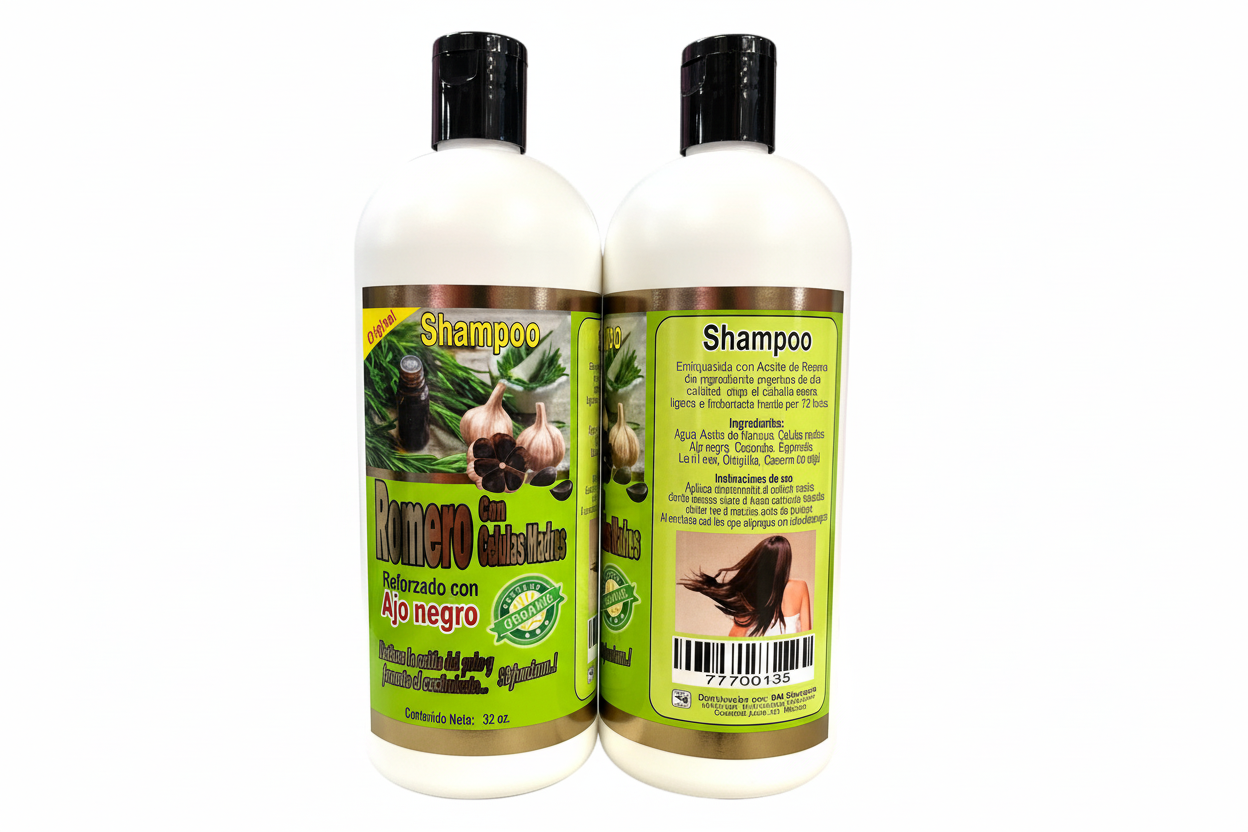 Shampoo Romero con Celulas Madres y Ajo Negro 32oz