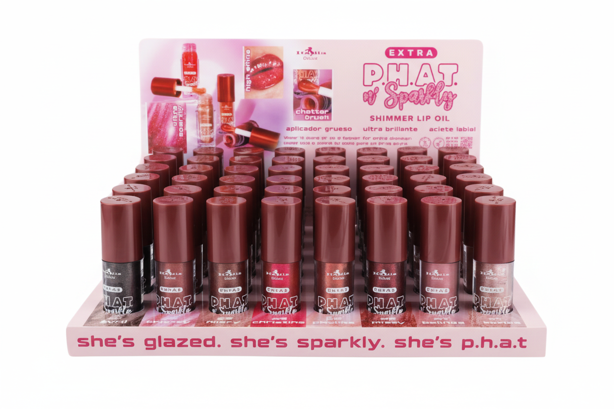 181PSL Italia Extra P.H.A.T N' Sparkly Lip Oil Display