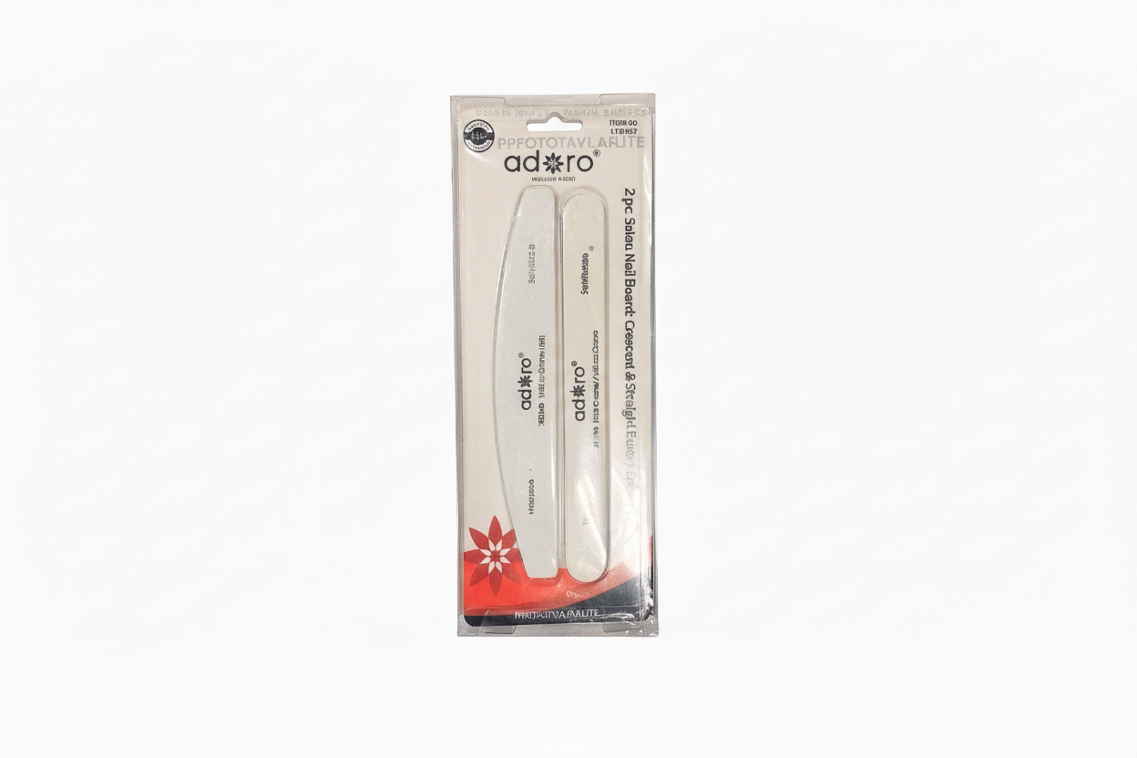 1178/07 Adoro 2PC Salon Nail Board Crescent & Straight Emery