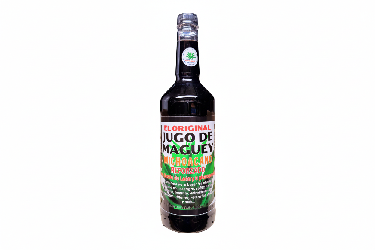 El Original Jugo De Maguey Michoacano Reforzado Con Diente De Leon Y 8 Plantas 1LT