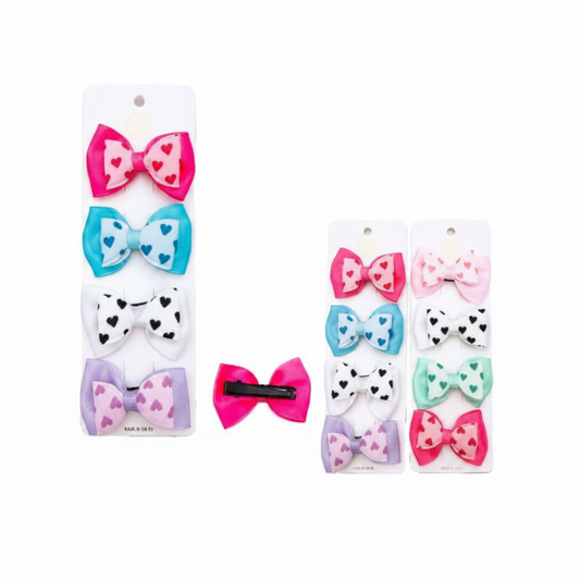 KHP-11629 - Mini Bow with Heart-Shaped Design, Assorted Colors (12 Units).