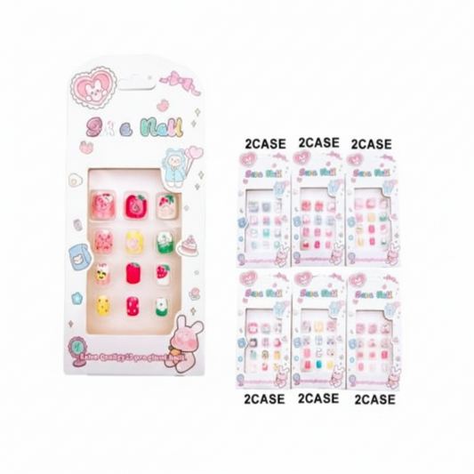 KNA-17181 - Kids Press-on Nail Set Assorted Colors (12PCS)
