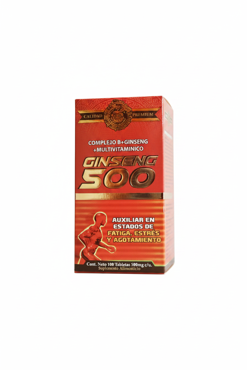 Ginseng 500 Complejo B + Ginseng Multivitaminico. 100 Tabletas