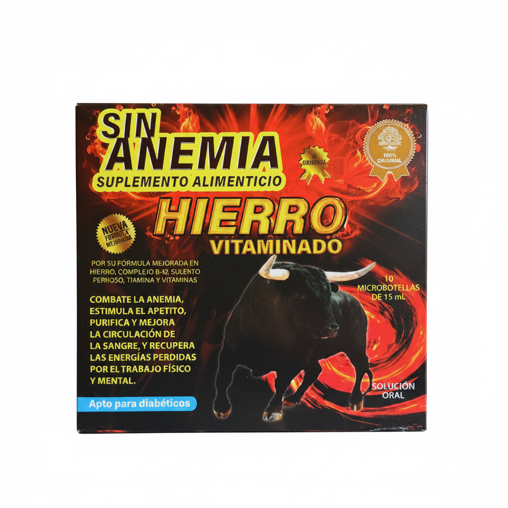 Ampolletas Bebibles Suplemento Alimenticio "Sin Anemia Hierro Vitaminado" 15ML