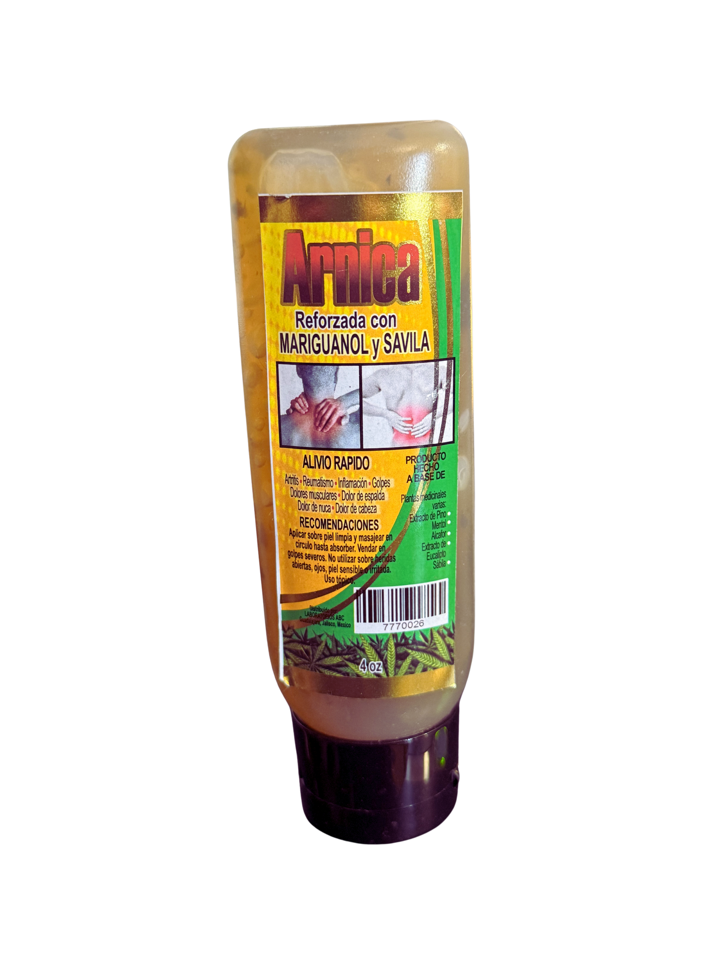 Gel Arnica Reforzado Con Mariguanol Y Savila En Tubo 4OZ