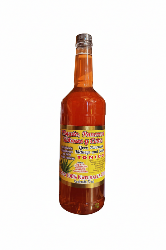 Tonico  Higado, Pancreas, Riñones Y Colon 100% Naturales 32oz