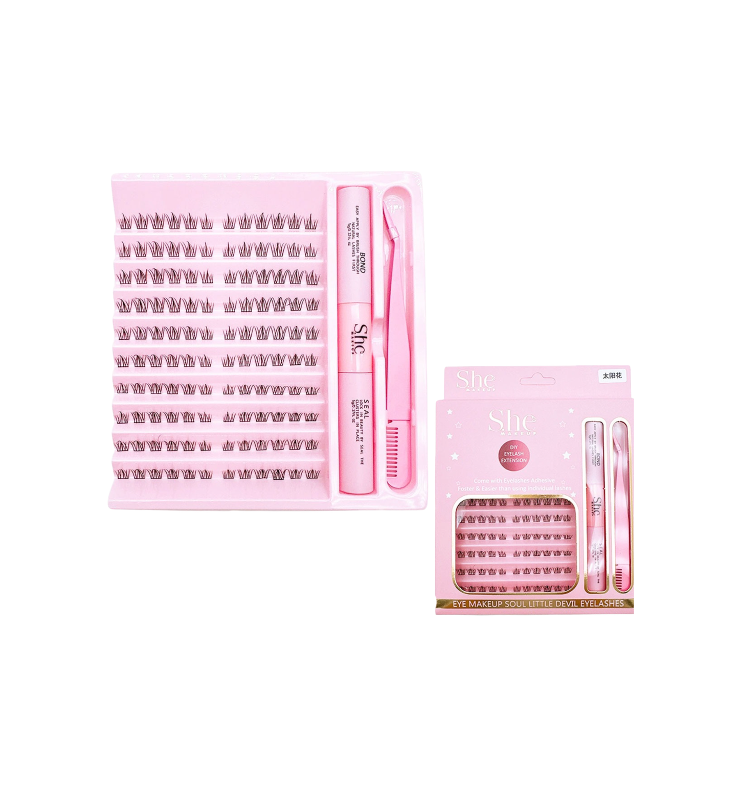 SEY-914 She Makeup Diy Eyelash Extensions With Bond and Seal Eyelash Applicator (3PCS SET)