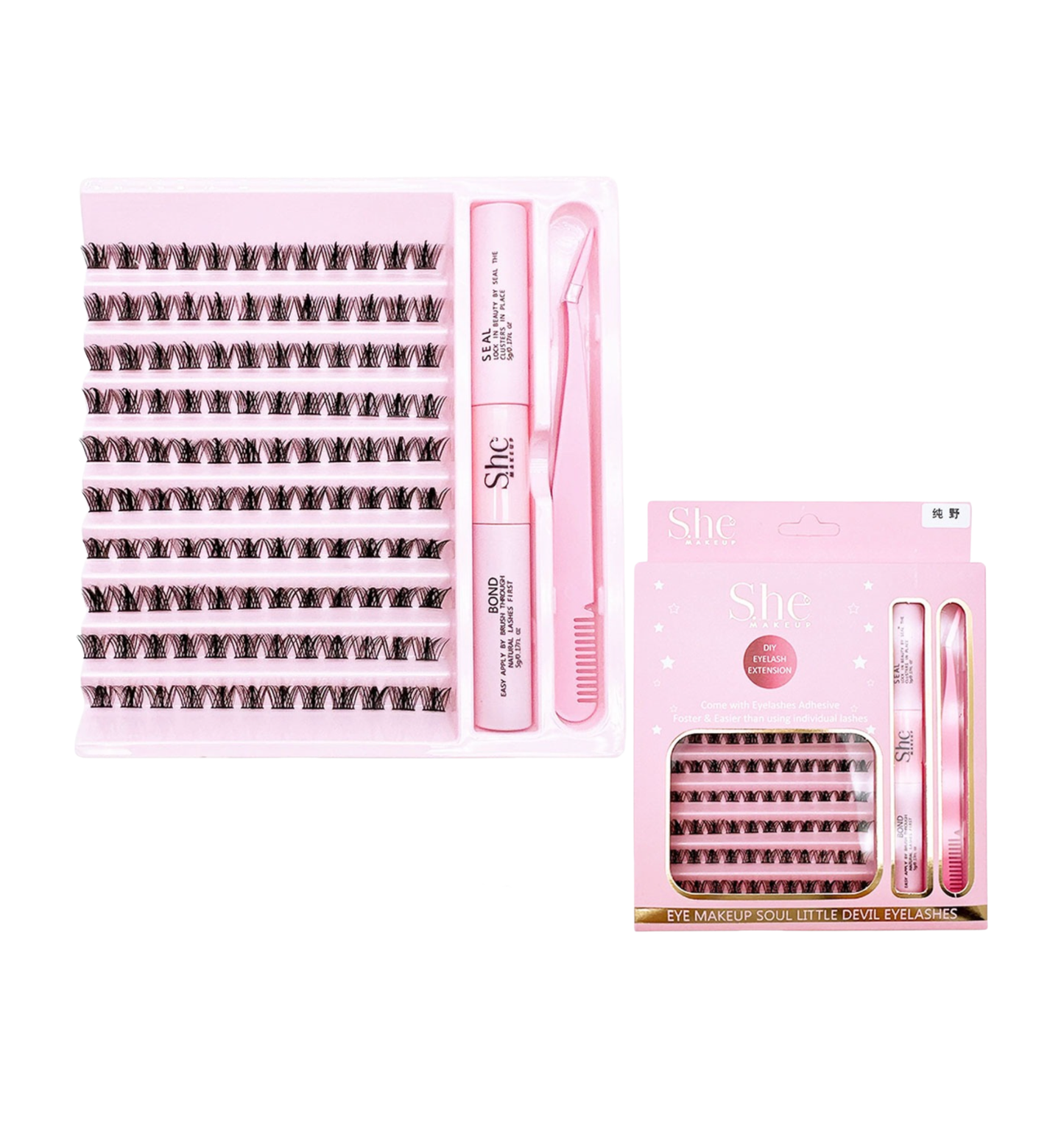 SEY-915 She Makeup Eyelash Extensions With Bond & Seal Eyelash Applicator (3PCS SET)