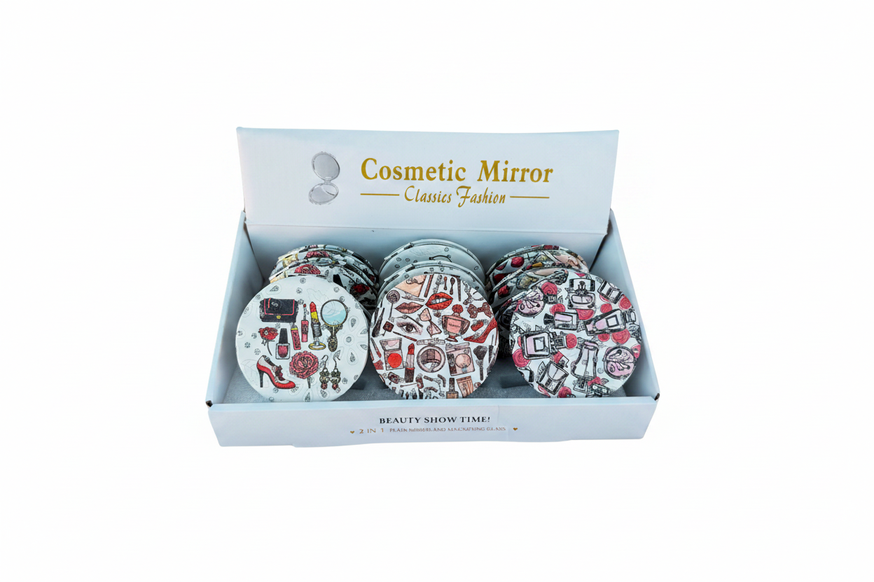 Cosmetic Mirror Classics Fashion 2-in-1 folding compact pocket mirrors "MAKEUP"