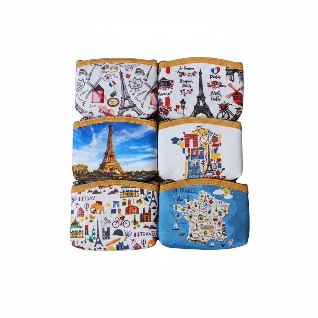 KCP-11492 Set de Monederos Temáticos de París – Souvenir y Organizador Vintage (Pack de 12)