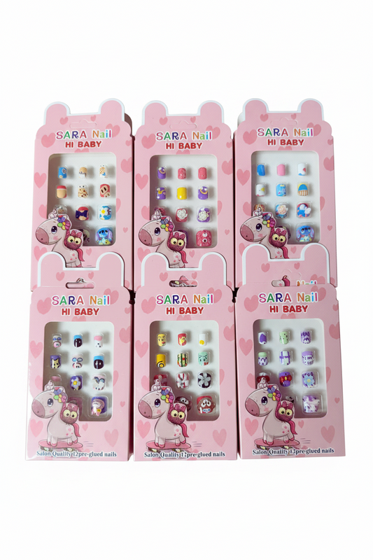 KNA-17186 Unicorn themed press on nails for kids.(12PCS Display)
