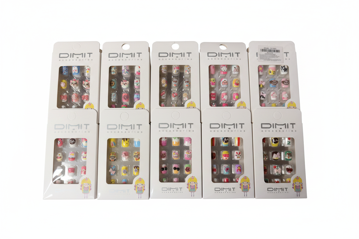 KNA-17183 Press On Nail Clips For Kids "Bow themed" (12PCS Display