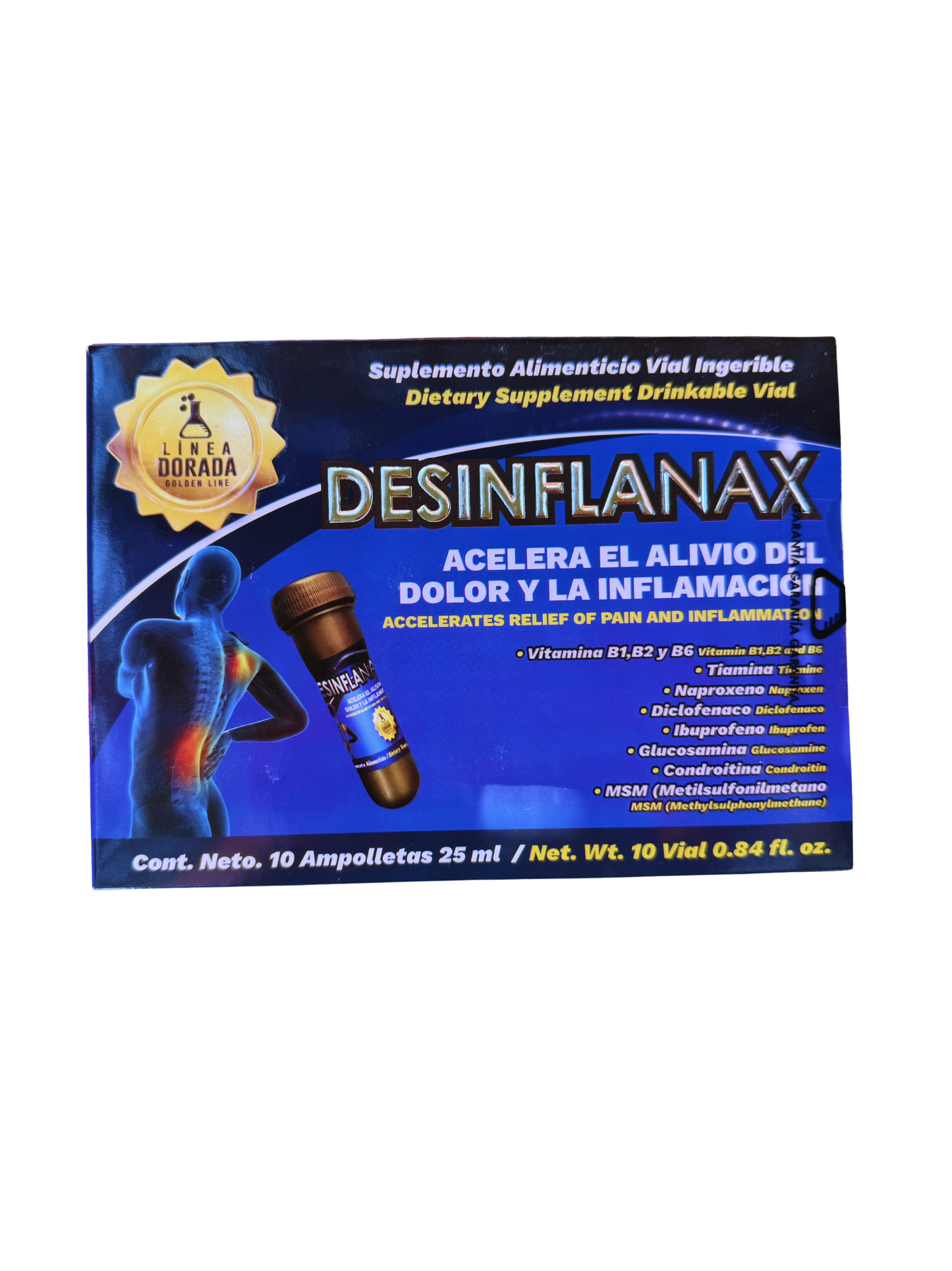 Suplemento Alimenticio Vial Ingerible "DESINFLANAX" 25ML